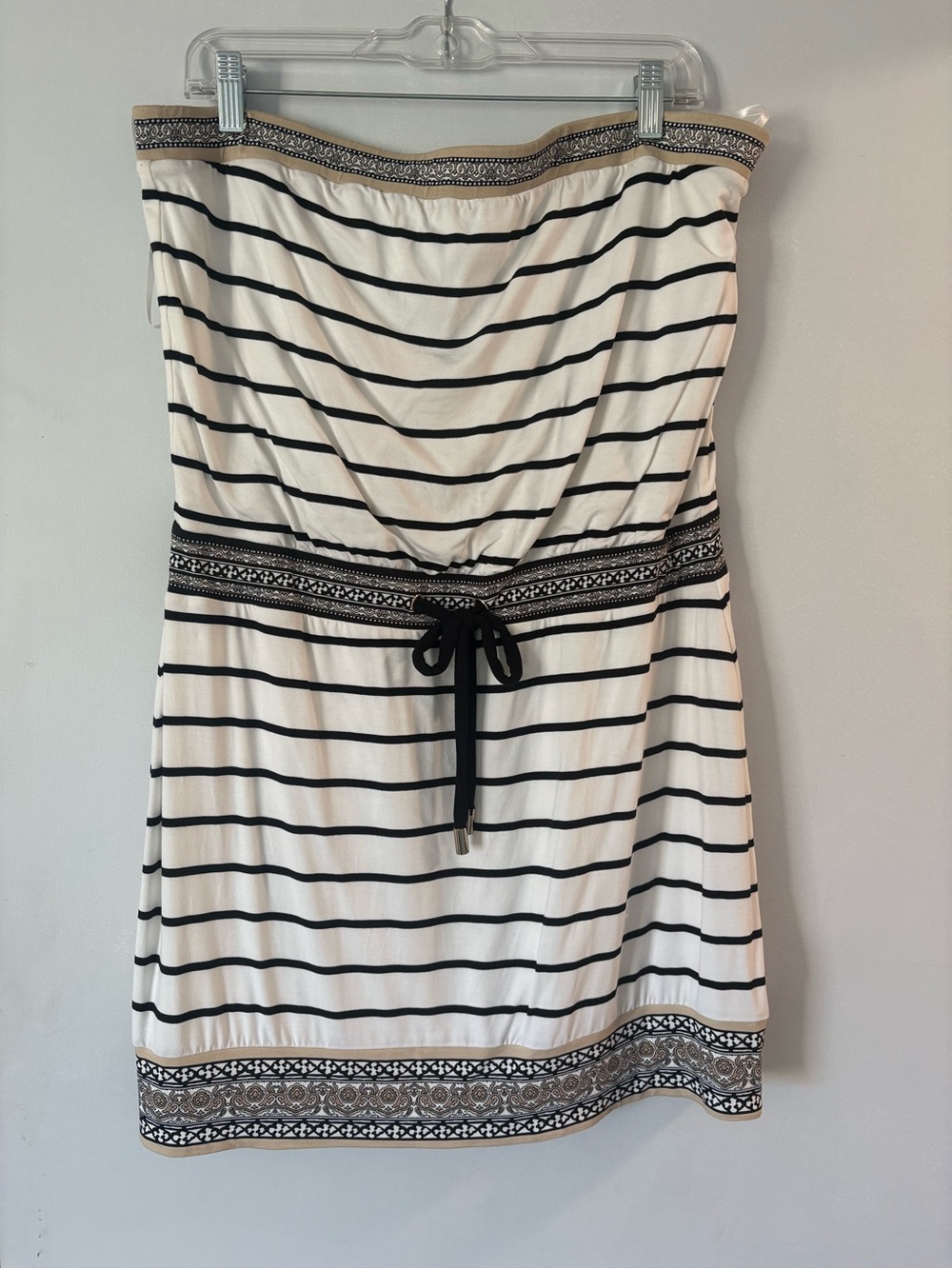 White House Black Market Black & White Strapless Striped Dress